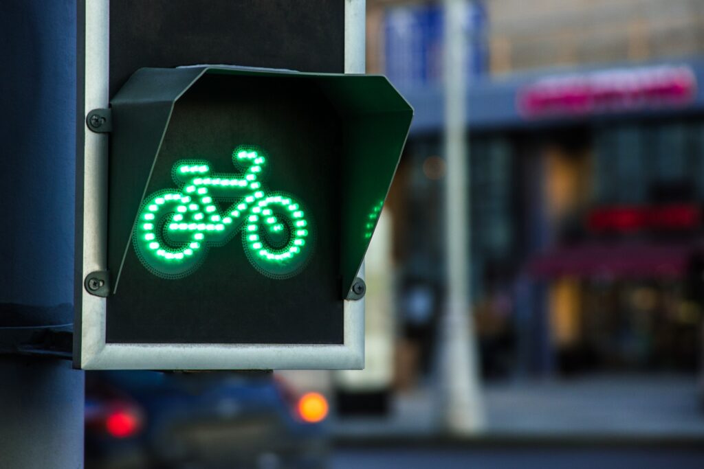 bicycle sign at a crosswalk